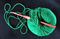 Ball of yarn in green colour