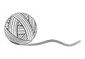 Ball of yarn thread icon. Round clew filament for knitting needles, crochet. Cotton or wool skein fiber, material for knit. Vector