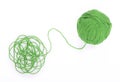 Ball of yarn on the white background