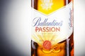 Ballantines passion spirit drink on gradient background.