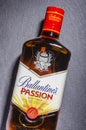 Ballantines passion spirit drink on stone slate background. Royalty Free Stock Photo