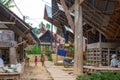 Ballapeu traditional village in Tana Toraja, South Sulawesi, Indonesia. Tipical boat shaped roofs and wood carved rice barns. Royalty Free Stock Photo