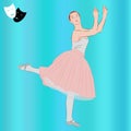 Ballerina. Ballet dancer and theatrical masks. Dance girl in classical tutu. Vector illustration. Royalty Free Stock Photo