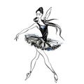 Ballerina. Ballet. Dancing girl on Pointe shoes. Watercolor Vector illustration.