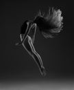 Ballerina with long hair jumping Royalty Free Stock Photo