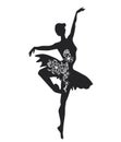 Ballerina Black Silhouette. Ballet Dancing Outline