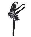 Ballerina Black Silhouette. Ballet Dancing Outline