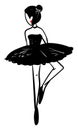 Ballerina black and white sketch, illustration, vector