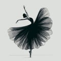 Ballerina in a charcoal black tutu dancing. Vector illustration, tiptoe pose, ballet performer, generative ai Royalty Free Stock Photo