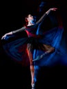 Ballerina classical ballet dancer dancing woman isolated black b