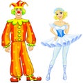 Ballerina and clown couple