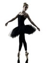 Ballerina dancer dancing woman isolated silhouette Royalty Free Stock Photo