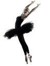 Ballerina dancer dancing woman isolated silhouette Royalty Free Stock Photo