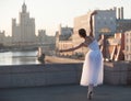 Ballerina dancing in the center of Moscow