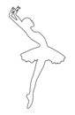 Ballerina dancing line art outline vector silhouette. Ballet beautiful illustration. Royalty Free Stock Photo