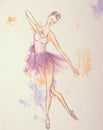 Ballerina Drawing. Beautiful Ballet dance performer