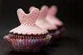 Ballerina dress made by sugarpaste, on cupcake with brown dough Royalty Free Stock Photo