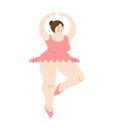 Ballerina is fat. Big woman in punt. Dance Swimsuit. Ballet female