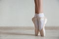 Ballerina feet in ballet shoes, close up Royalty Free Stock Photo