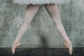 Ballerina female. Young beautiful woman ballet dancer, dressed in professional outfit, pointe shoes and white tutu. Royalty Free Stock Photo