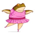 A Ballerina Frog, isolated vector illustration. Cute cartoon animal sticker. Royalty Free Stock Photo