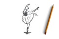 Ballerina, girl, dance, woman, art concept. Hand drawn isolated vector.