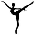 Ballerina girl in an elegant pose, black silhouette. Design suitable for emblems of dancing, ballet, sports logo, fitness, yoga Royalty Free Stock Photo