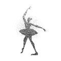 Ballerina girl silhouette made of black particles Royalty Free Stock Photo