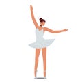 Ballerina Girl Wear Tutu and Pointe Shoes Stand in Position, Female Character Training in Ballet School, Practice Dance