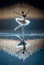 Ballerina in graceful pose on pointe shoes. AI Generated