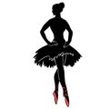 Ballerina. Graphic female silhouette in black, pink, white colors. Professional ballet dancer in tutu and pointe shoes Royalty Free Stock Photo