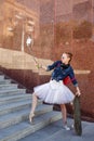 Ballerina hipster. Selfie on the street. Royalty Free Stock Photo