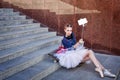 Ballerina hipster. Selfie on the street. Royalty Free Stock Photo