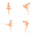 Ballerina icons set cartoon vector. Ballerina dancer in beautiful pose Royalty Free Stock Photo