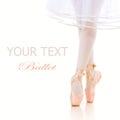 Ballerina Legs. Ballet Shoes. Pointe Royalty Free Stock Photo