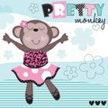 Ballerina monkey vector illustration