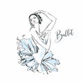 Ballerina.Odette. White swan. Ballet. Dance. Vector illustration.
