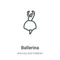 Ballerina outline vector icon. Thin line black ballerina icon, flat vector simple element illustration from editable activity and Royalty Free Stock Photo