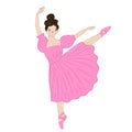 Ballerina in a pink dress isolated on white background. Vector graphics Royalty Free Stock Photo