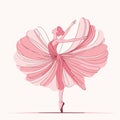Ballerina in a pink floral dress, Vector illustration of a ballerina, tiptoe pose, ballet performer, generative ai