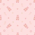 Ballerina pointe shoes and hearts on a soft pink background Royalty Free Stock Photo