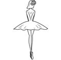 Ballerina silhouette with flowers hairpin. Illustration on white background Royalty Free Stock Photo