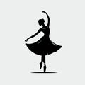 Ballerina silhouette, isolated on a white background, ballet dance Vector illustration, generative ai Royalty Free Stock Photo