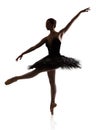 Ballerina silhouette making ballet pirouette against white background Royalty Free Stock Photo