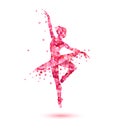 Ballerina silhouette of pink rose petals