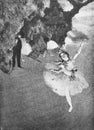 The ballerina on stage by the french painter Edgar Degas in the old book the History of Painting, by R. Muter, 1887, St.