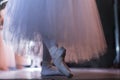 Ballerina on stage, pointe shoe and tutu