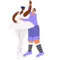 Ballerina is trained by choreographer vector illustration