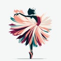 Ballerina in a tutu. Vector illustration on white background, ballet dance performer, tiptoe, generative ai Royalty Free Stock Photo