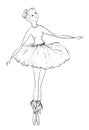 Ballerina. Vintage Black And White Hand Drawn Vector Illustration
